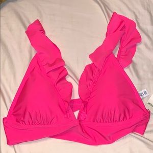 AERIE PINK RUFFLE BINIKI TOP - NWT